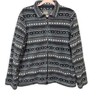 Guide Gear Men's M Fleece Jacket Gray Black Nordic Aztec Full Zip Warm Outdoor